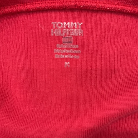 Tommy Hilfiger Deep Red Vintage V-Neck Short Sleeved T-Shirt/Hilfiger Logo - Picture 5 of 6